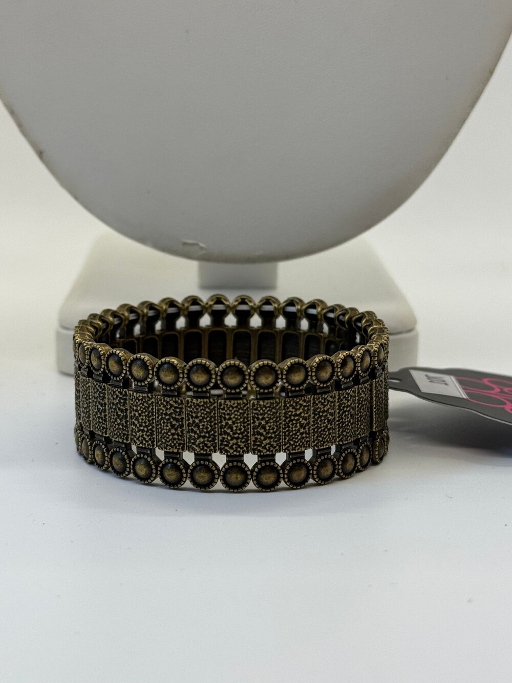 Paparazzi Brass Stretch Bracelet Wide Textured Statement Jewelry New